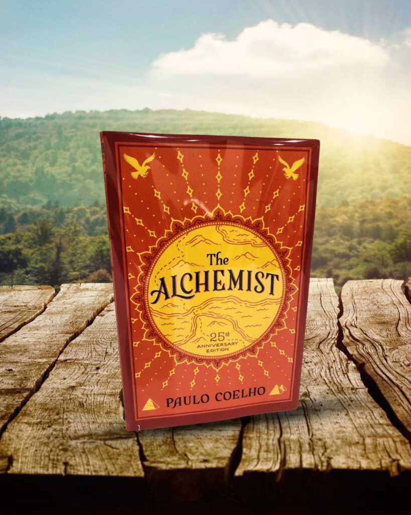 The Alchemist book by Paulo Coelho.